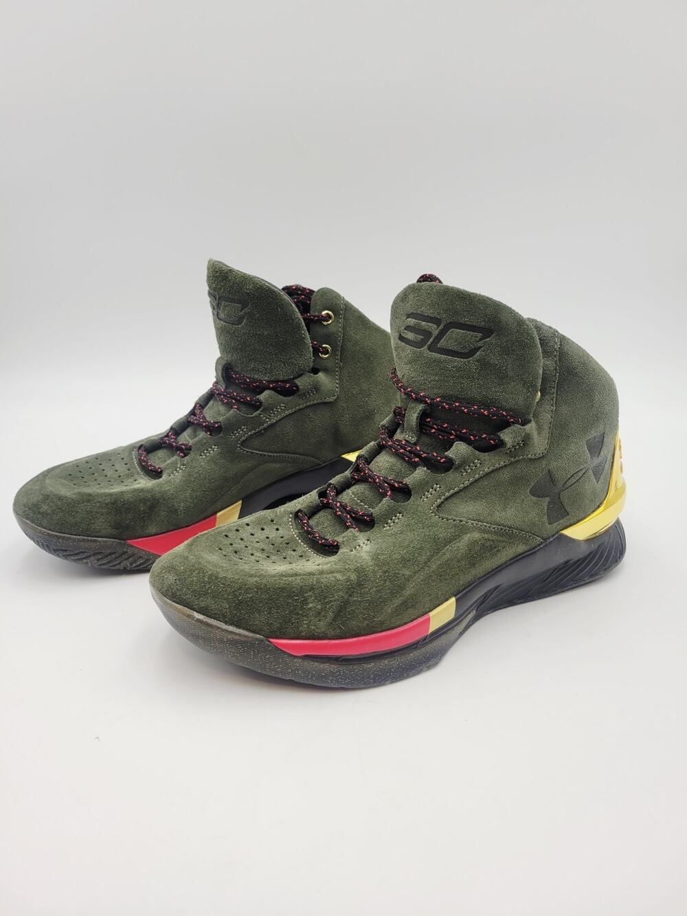 Under Armour Curry 1 Lux Mid Suede 1296617-330 Basketball Shoes Men's Sz 8.5
